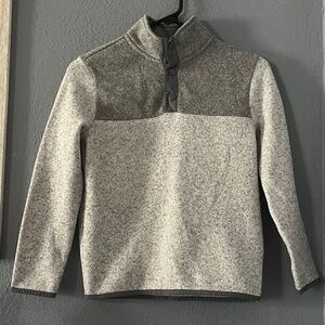 Old‎ Navy Fleece Pullover 1/4 Button Snap Boys Size 8 Stretch Gray Cozy Sweater